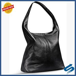 Large Italian Calf Leather Hobo Bag with Zipper Slouchy Shoulder Tote